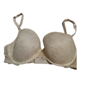 VS Cream & Gold Shimmer Floral Under wire light lined Lace Bra